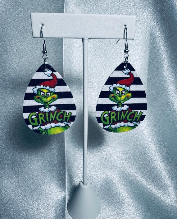 Grinch Christmas Leather Earrings