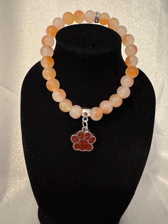 Orange Paw Charm Bracelet