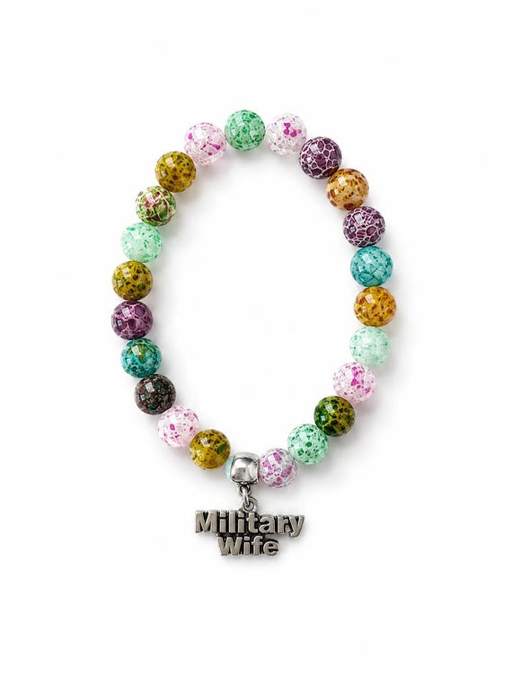 Military Wife Charm Stretch Bracelet