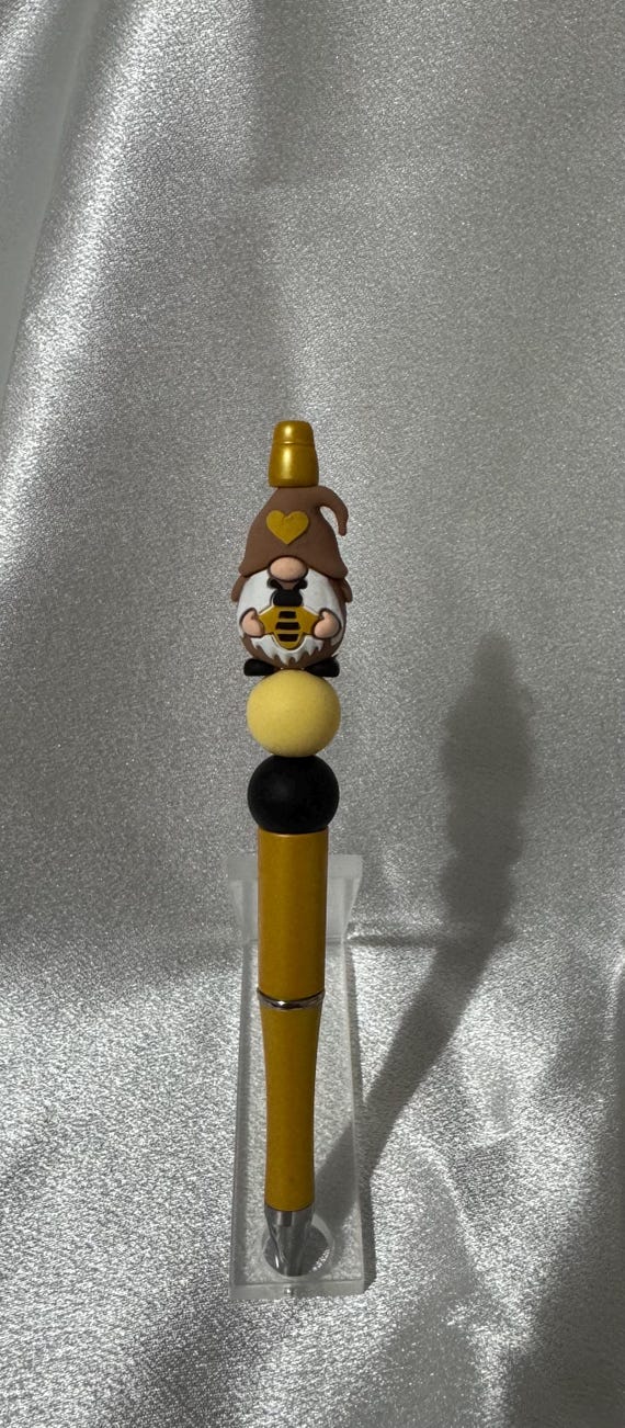 Beaded Gnome Pen with Bee Accent – Fun, Functional Writing Tool
