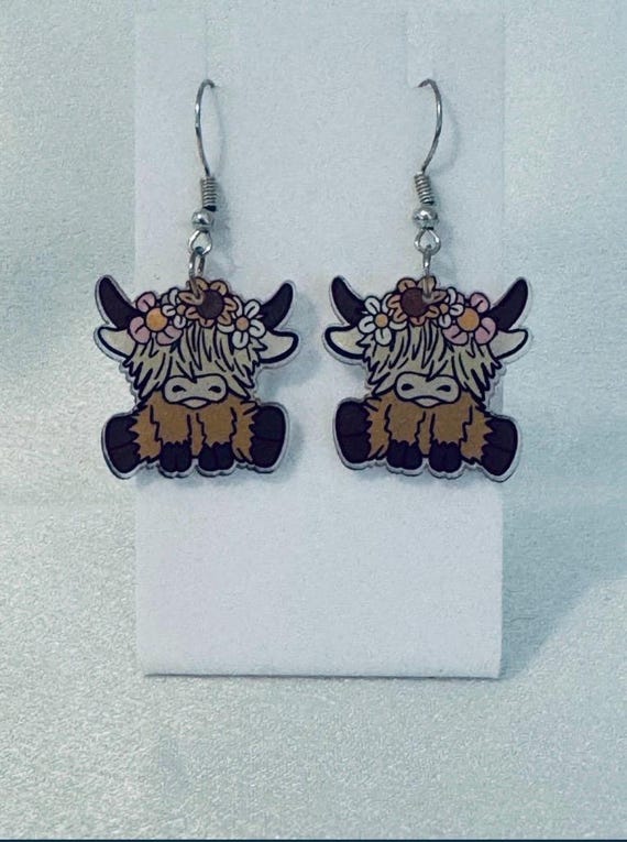 Highland Cow Dangle Earrings