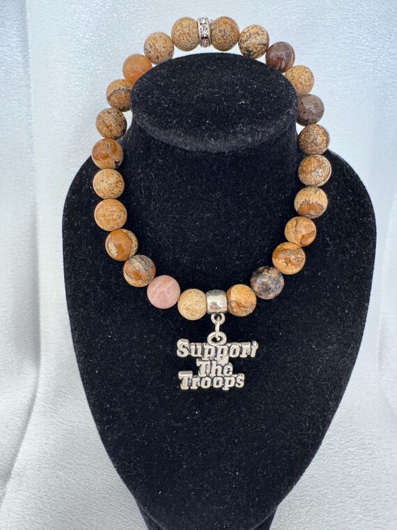 Support The Troops Charm Stretch Bracelet