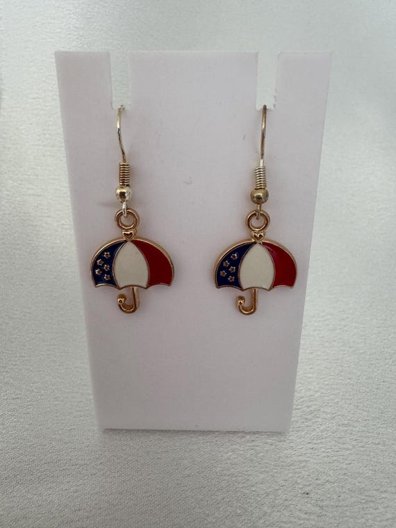 American Flag Umbrella Dangle Earrings