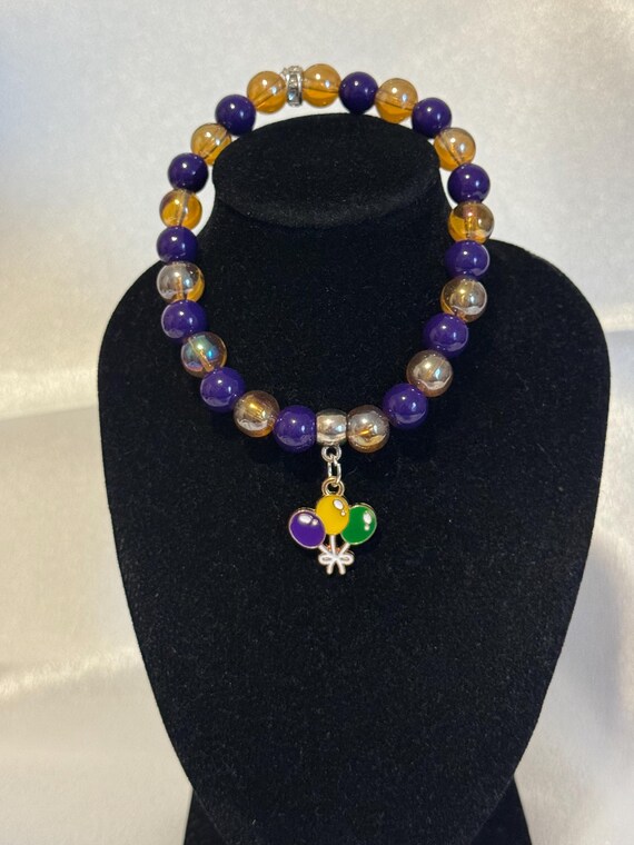 Mardi Gras Balloons Charm Stretch Bracelet