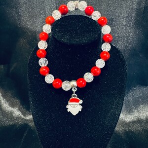 Santa Face Christmas Charm Stretch Bracelet