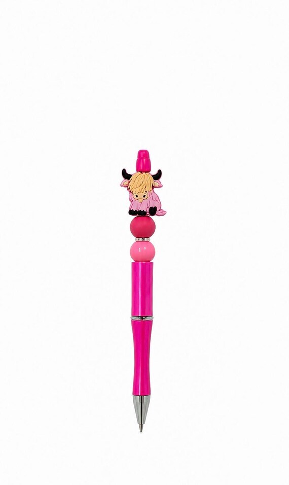Silicone Beaded Highland Cow Writing Pen