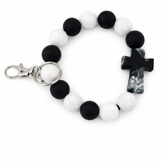 Silicone Cross Bead Wristlet  Keychain