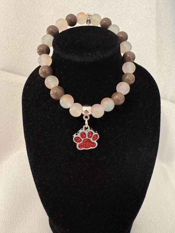 Orange Paw Charm Bracelet