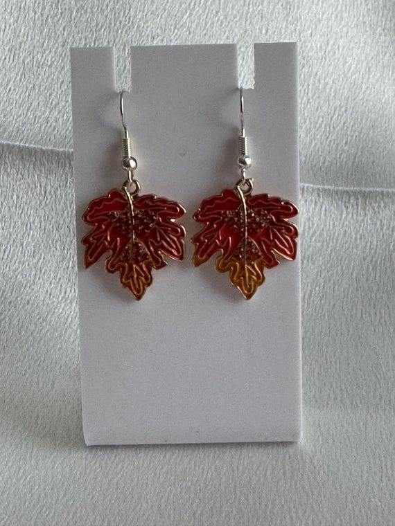 Fall Autumn Leaf Dangle Earrings