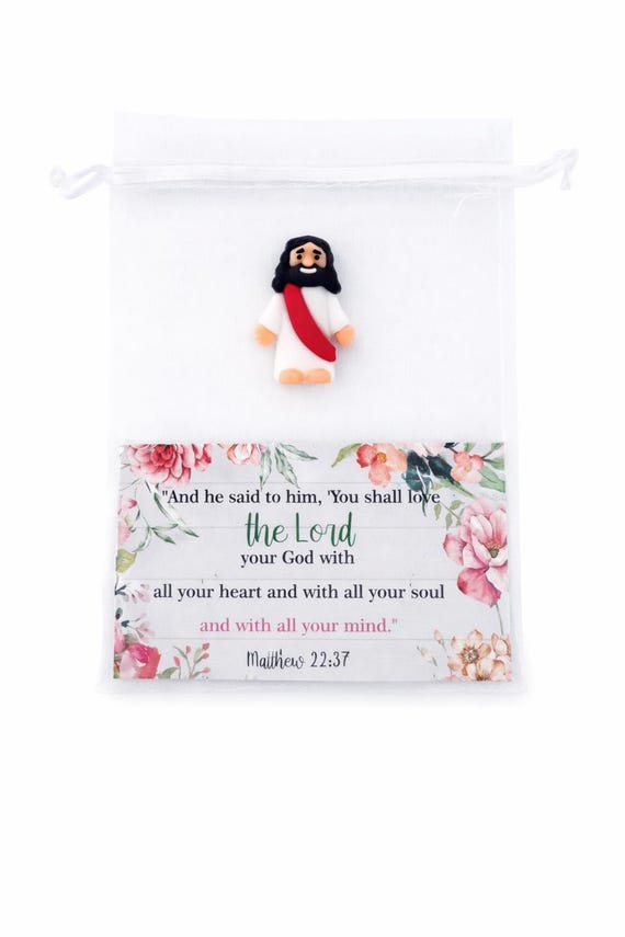 Red Sashed Pocket Jesus With Bible Verse Card