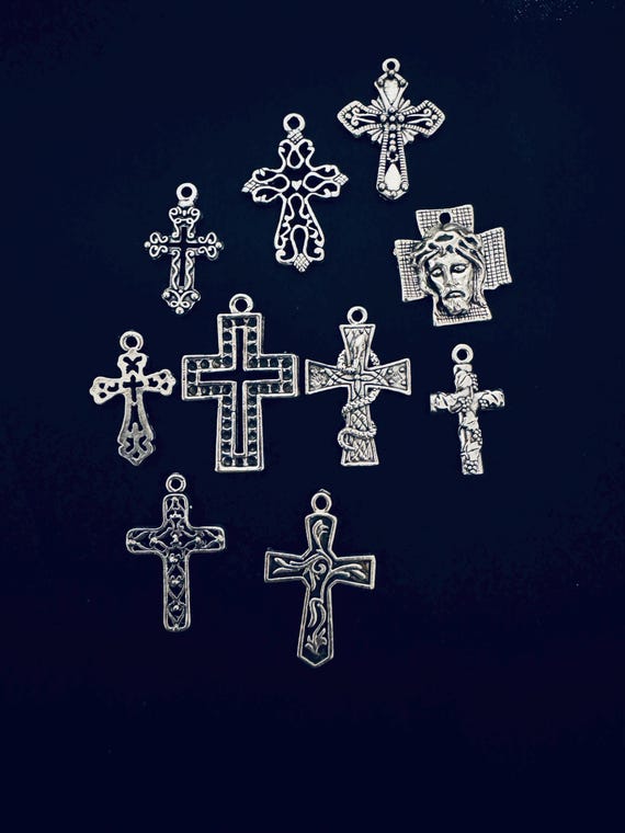 10 Piece Cross Charms