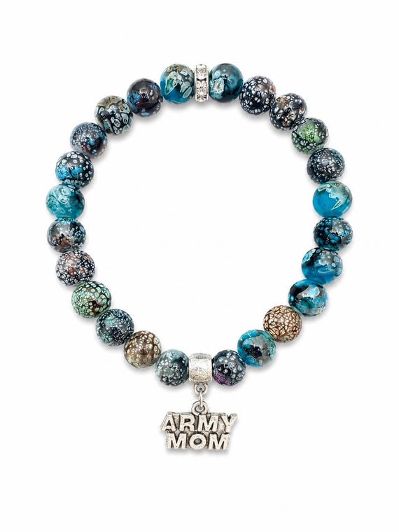 Army Mom Charm Stretch Bracelet