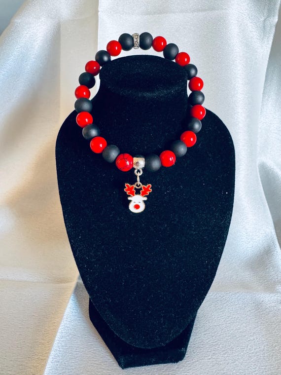 Christmas reindeer Charm Stretch Bracelet