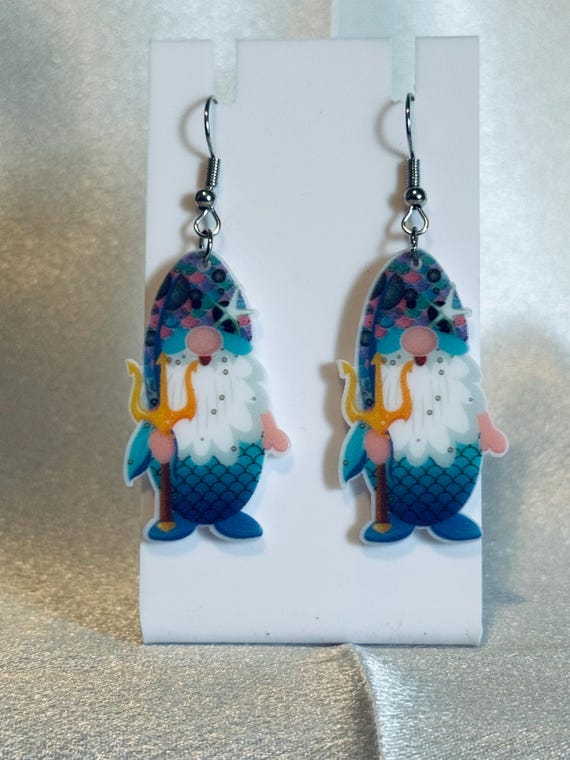 Acrylic Zeus Gnome Dangle Earrings