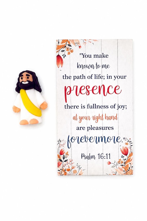 Yellow Sashed Pocket Jesus With Bible Verse Card