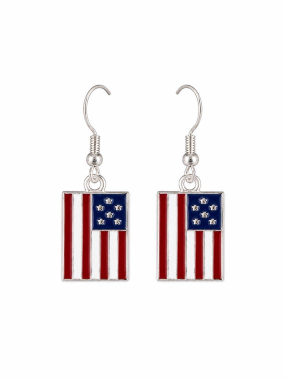 American Flag Dangle Earrings