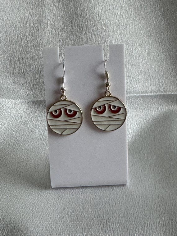 Halloween Mummy Dangle Earrings. Hypoallergenic