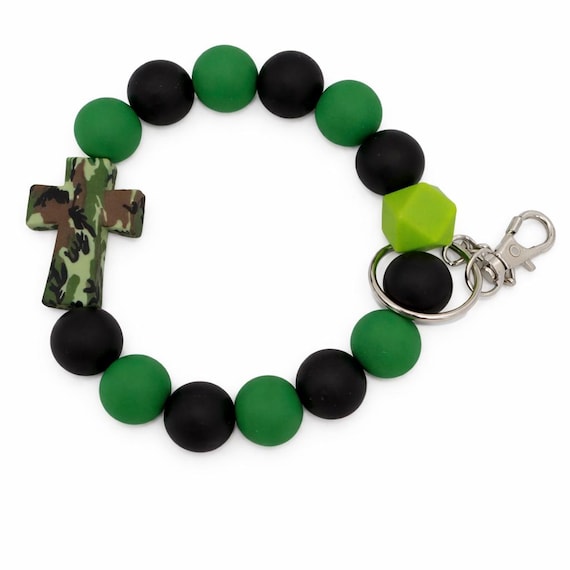 Silicone Cross Bead Wristlet  Keychain