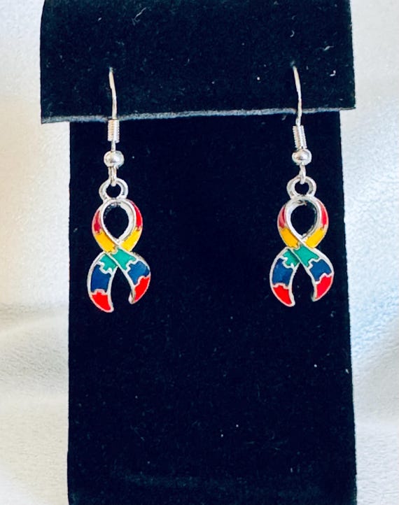 Autism Ribbon Dangle Earrings.