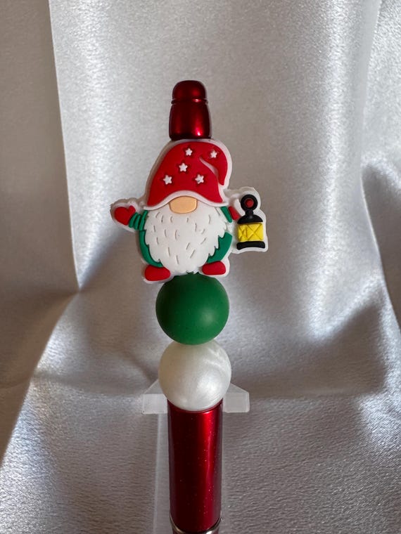 Christmas Gnome Silicone Beaded Writing Pen