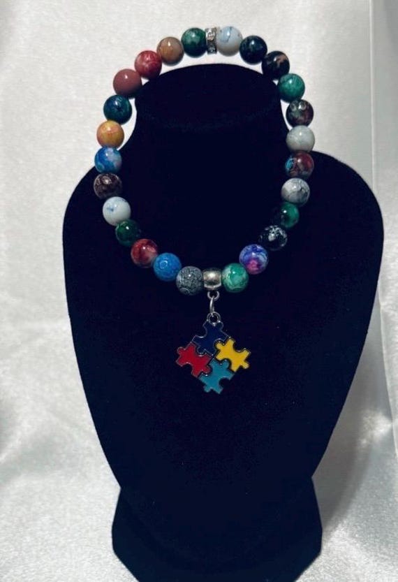 Autism Puzzle Piece Charm Stretch Bracelet