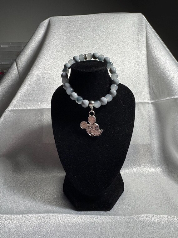 Silver Mickey Mouse Charm Stretch Bracelet