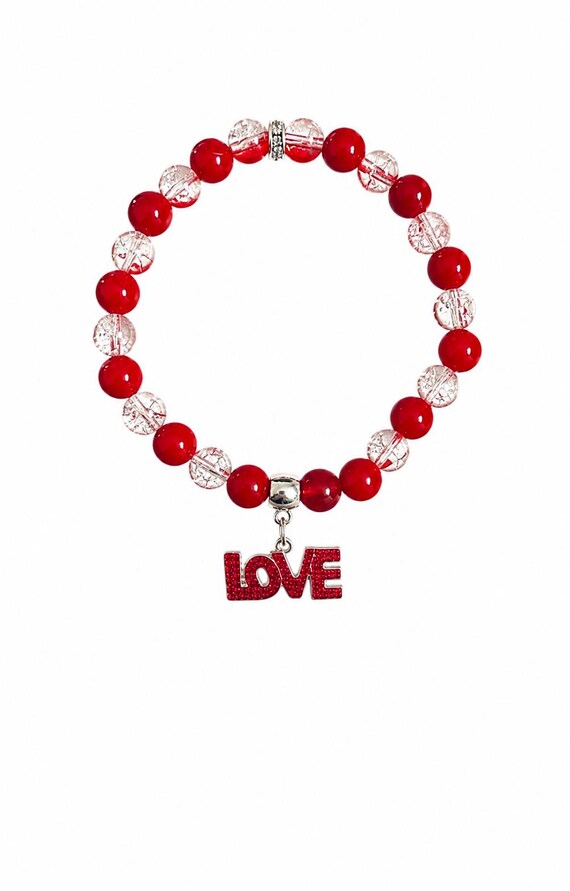 LOVE Valentine Charm Stretch Bracelet