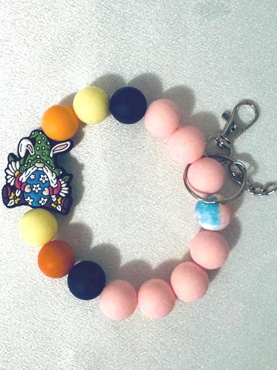 Easter Gnome  Silicone Wristlet  Keychain