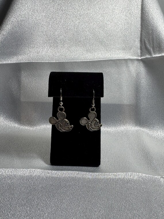 Silver Mickey Mouse Dangle Earrings