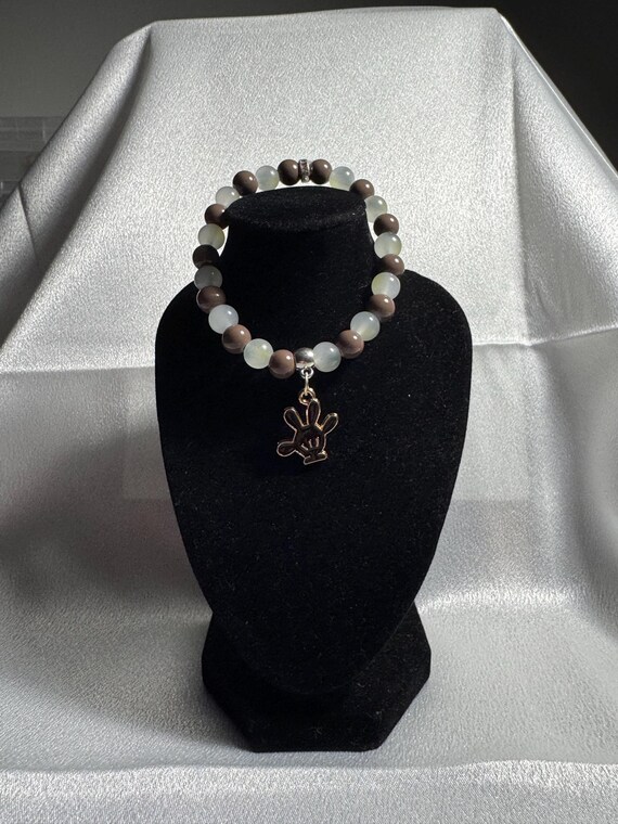 Black Mickey Mouse Glove Charm Stretch Bracelet