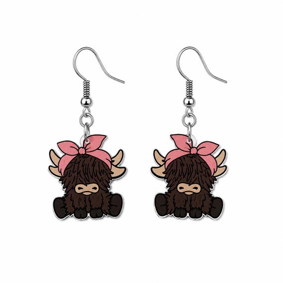 Highland Cow Dangle Earrings
