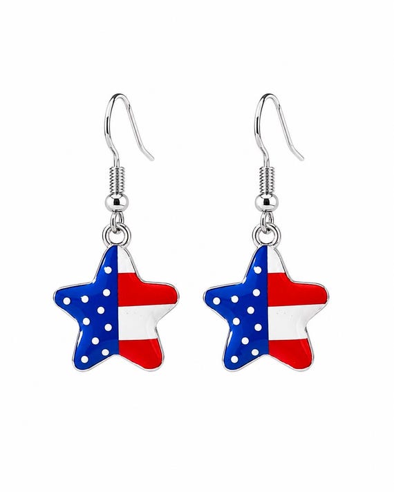 American Flag Stars Dangle Earrings