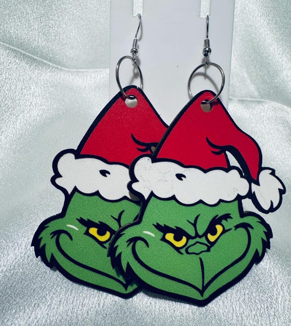 Grinch Wooden Oversized Dangle Earrings