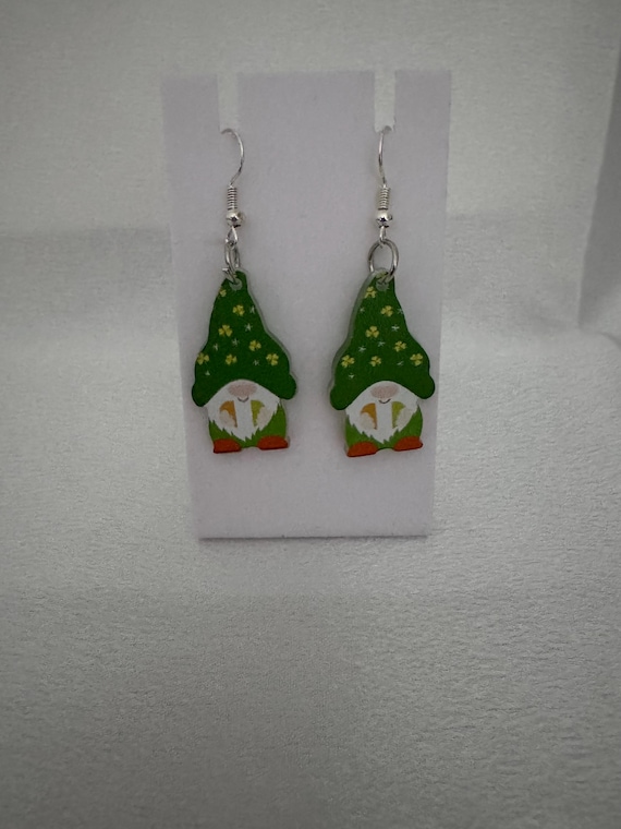 Irish Gnome Dangle Earrings.