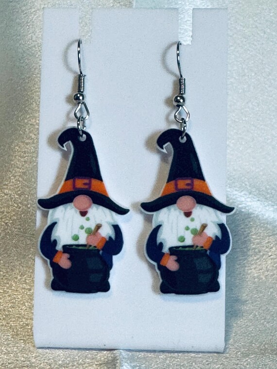 Acrylic Halloween Gnome Dangle Earrings