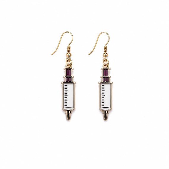Nurses Syringe Dangle Earrings.
