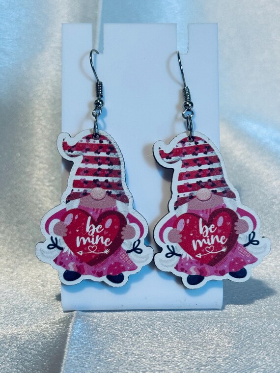Gnome Be Mine Wooden Dangle Earrings