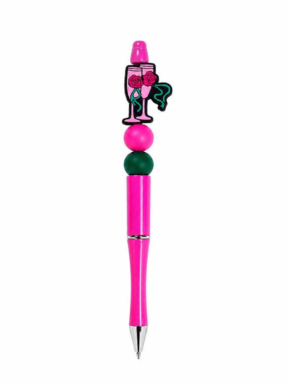 Silicone Beaded Champagne Glass Valentine Writing Pen