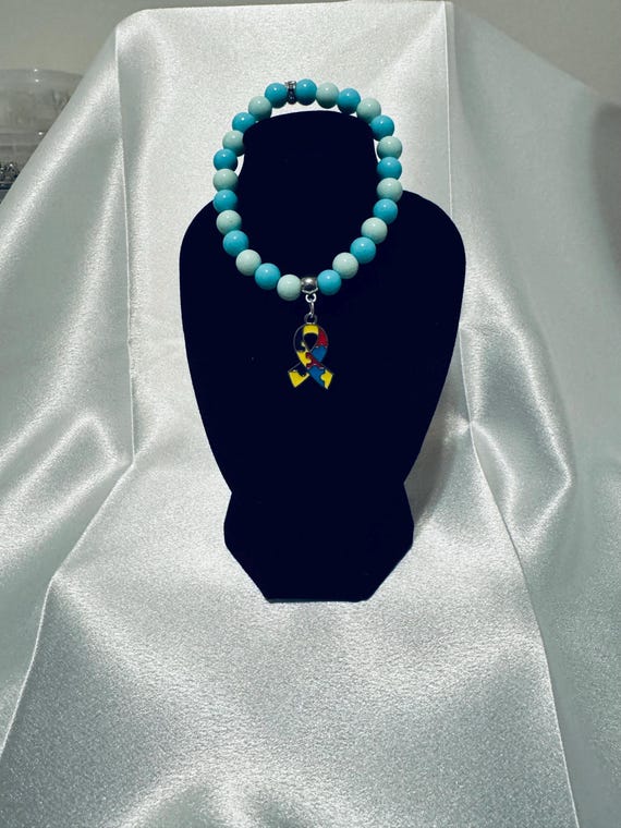 Autism Ribbon Charm Stretch Bracelet
