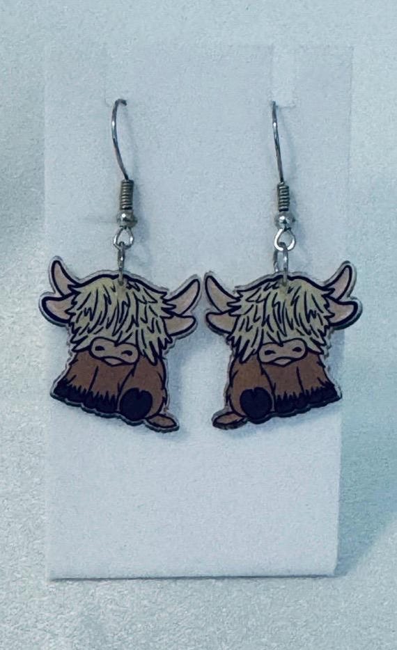Highland Cow Dangle Earrings