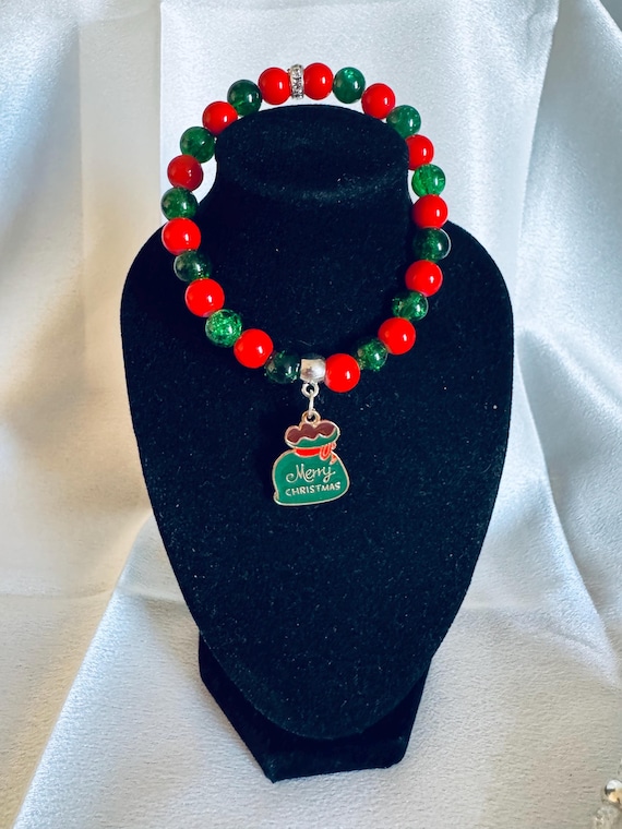 Christmas Toy Bag  Charm Stretch Bracelet