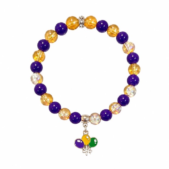 Mardi Gras Balloons Charm Stretch Bracelet