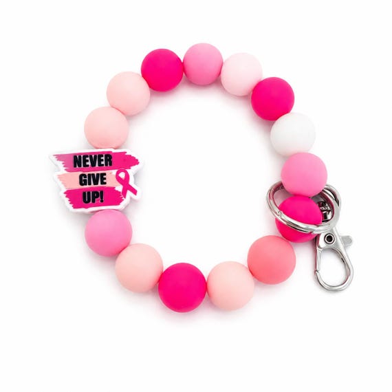 Breast Cancer Silicone Wristlet  Keychain