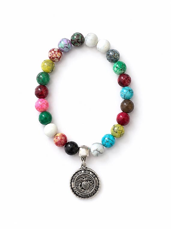 Marine Corps Charm Stretch Bracelet