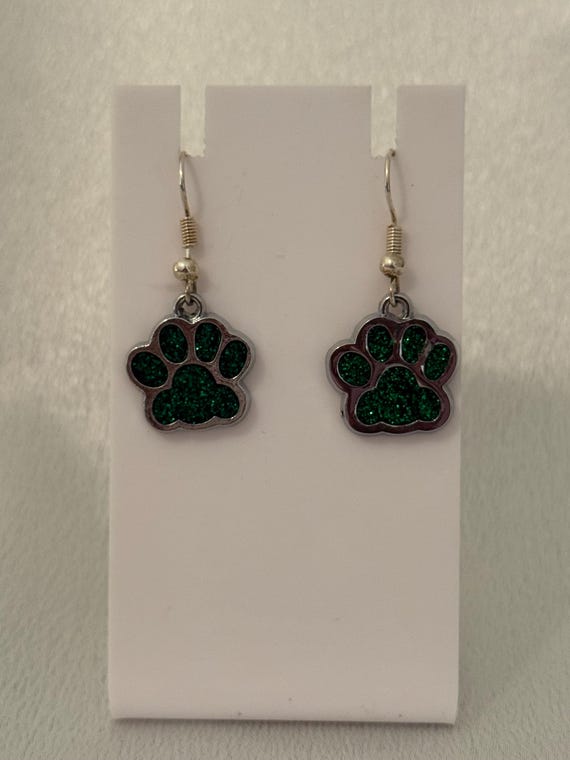 Black Paw Charm Dangle Earrings