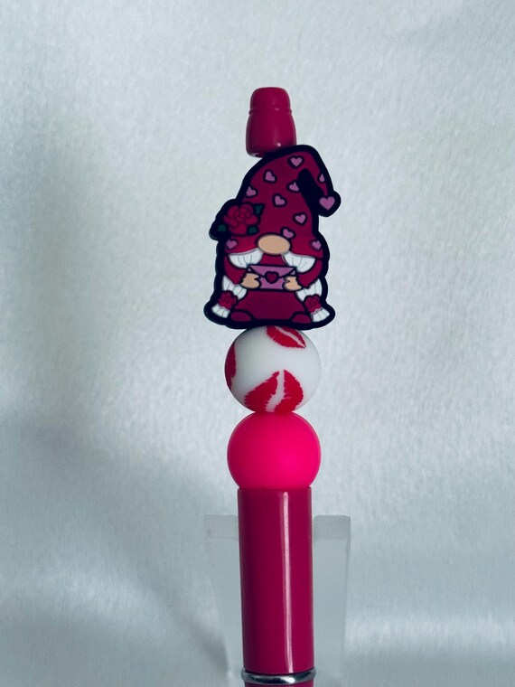 Silicone Beaded  Valentine Gnome Writing Pen