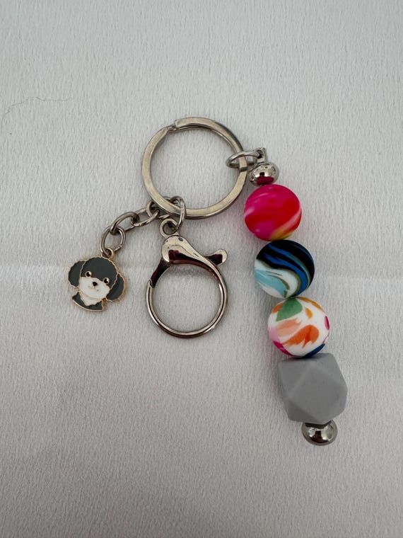 Colorful Dog Charm Keychain
