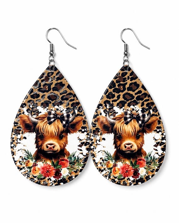 Highland Cow Dangle Earrings