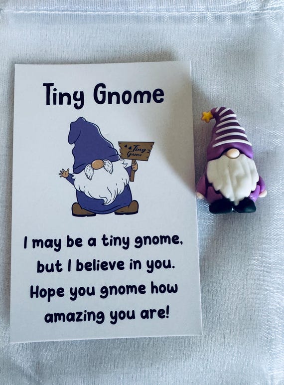 Purple Good Luck Gnome With Positivity Card and Gift Bag