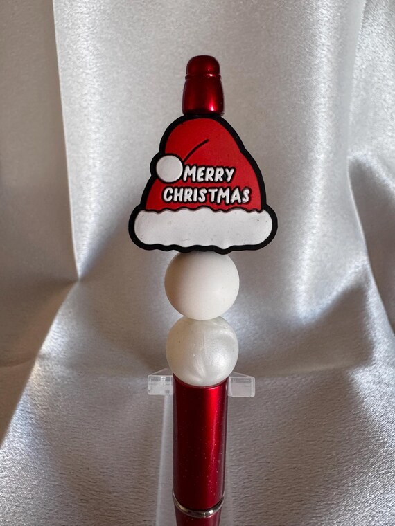 Christmas Stocking Hat Silicone Beaded Writing Pen